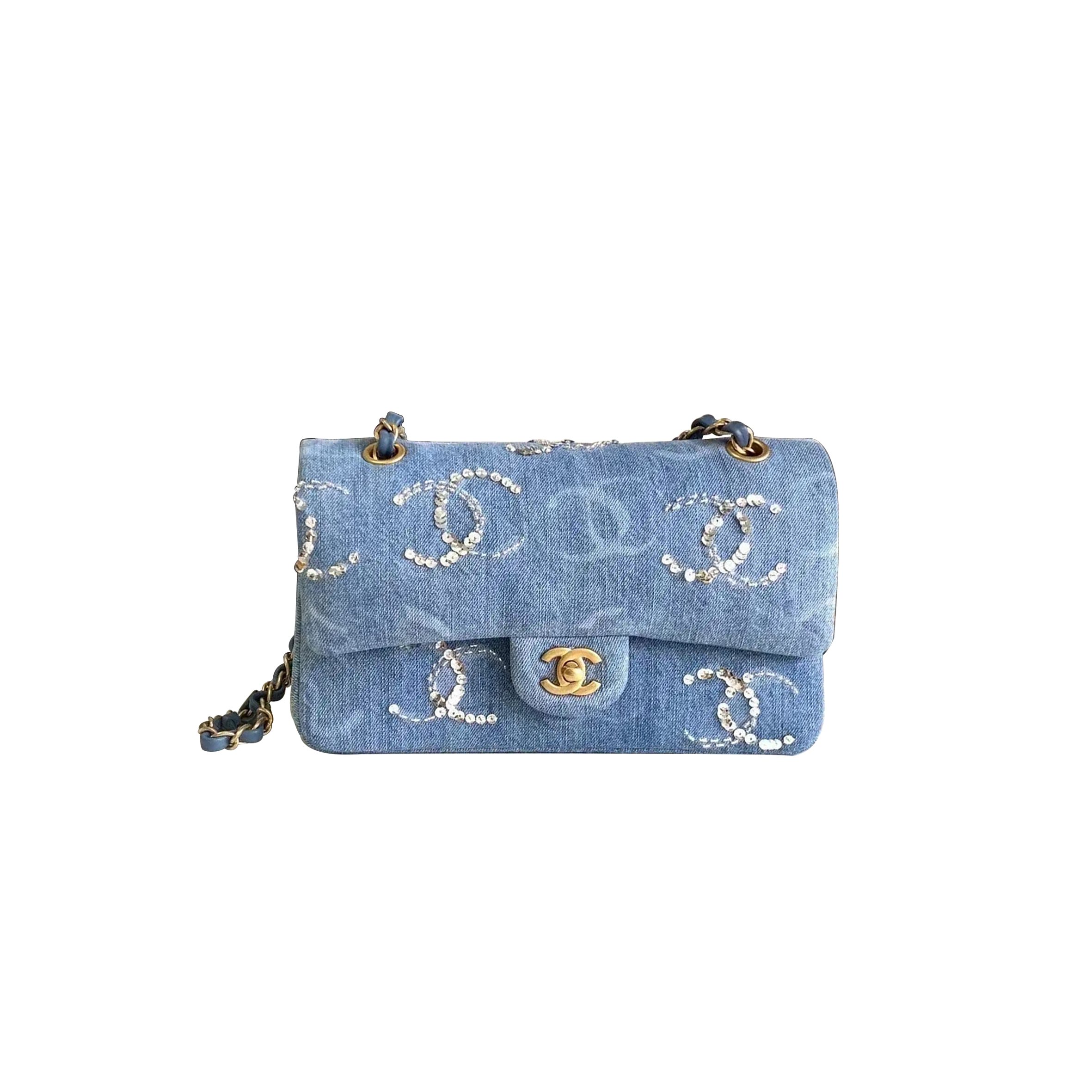 CHANEL 23B CLASSIC FLAP DENIM BAG A01113 (25.5*15.5*6.5cm)